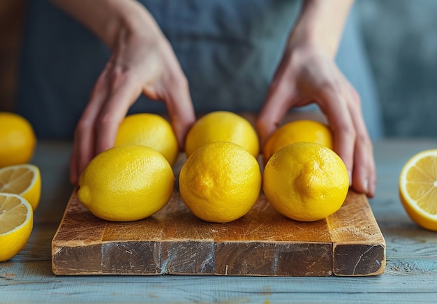 Free photo high angle hands holding lemons