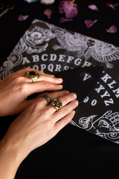 High angle hands using old ouija board