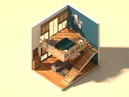 Free photo high angle home architecture with two floor