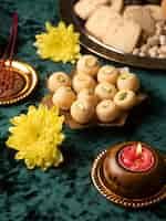 Free photo high angle indian dessert assortment