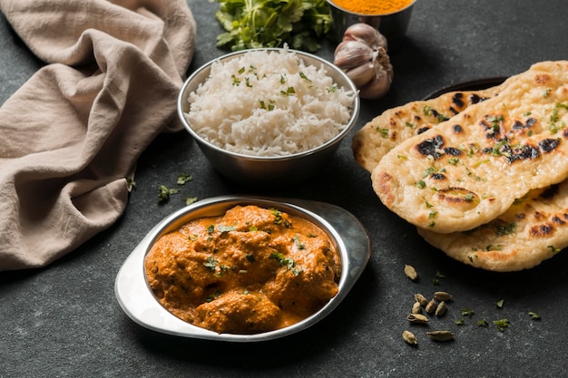 Free Photo high angle indian food arrangement