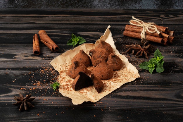 Free photo high angle ingredients for truffle recipe