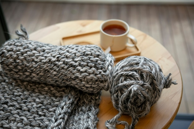 High angle knitting concept with scarf