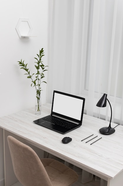 Free photo high angle minimalistic business desk