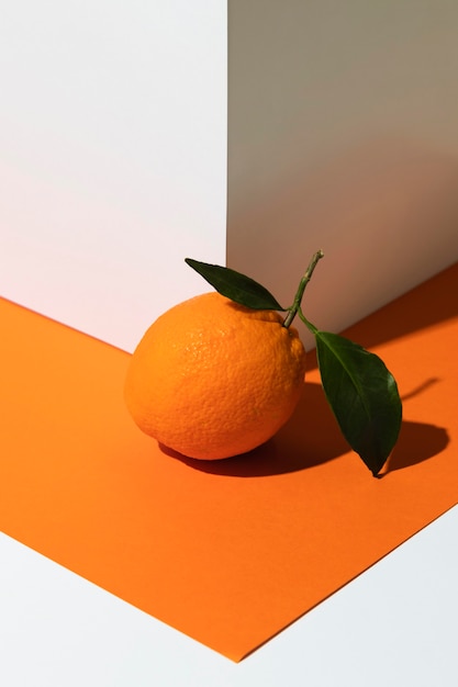 High angle of orange next to corner