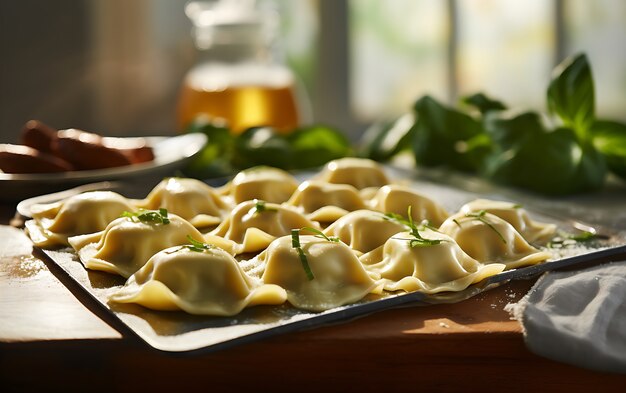 High angle pasta on tray