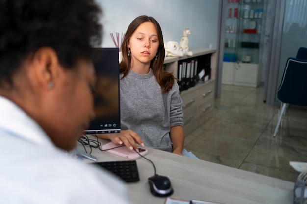 High angle patient at doctor's appointment