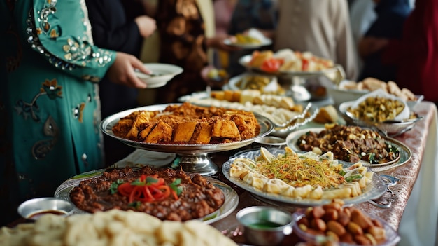 Free photo high angle people celebrating eid al-fitr