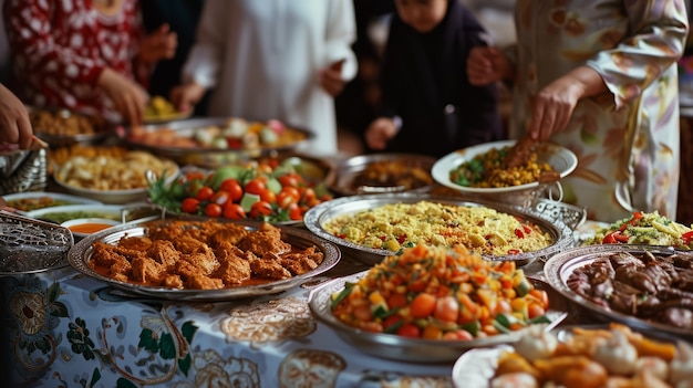 Free photo high angle people celebrating eid al-fitr