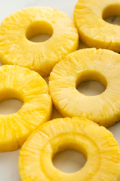 Free photo high angle of pineapple slices