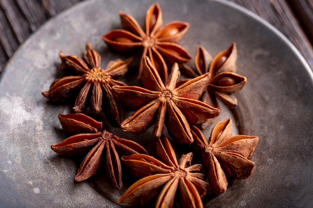 Free Photo high angle of plate with star anise