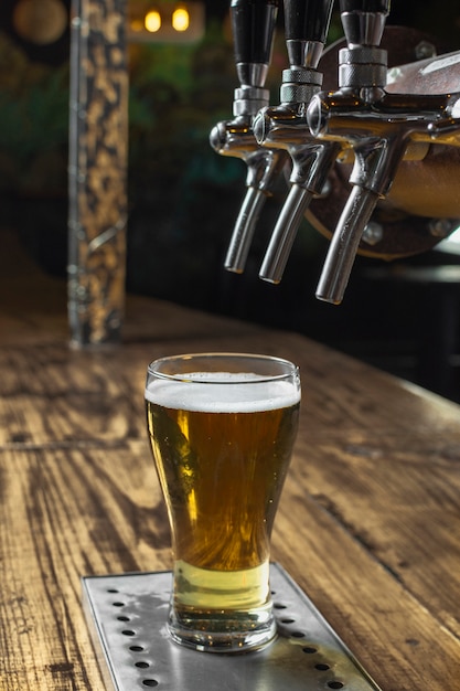 High angle pub set up to pour fresh beer