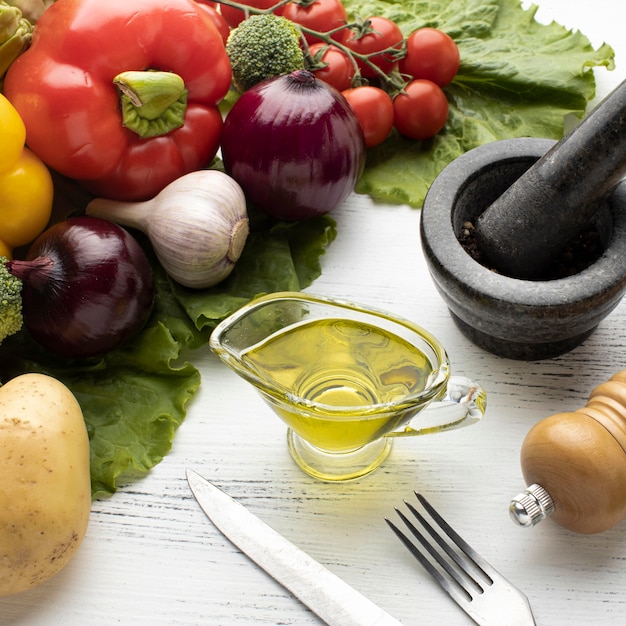 Free Photo high angle raw vegetables composition