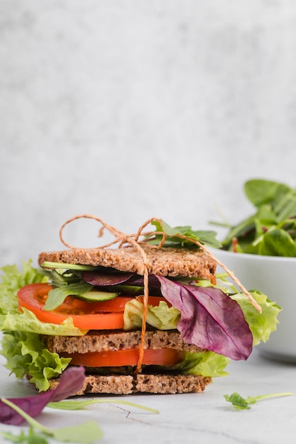 Free Photo high angle sandwich with vegetables