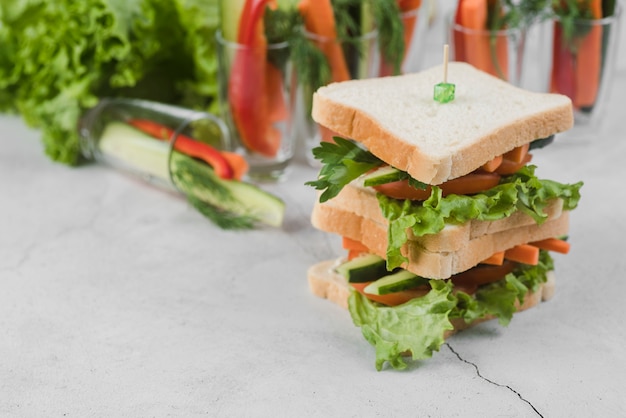 High angle sandwiches for breakfast