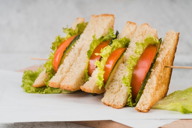 High angle sandwiches with vegetables