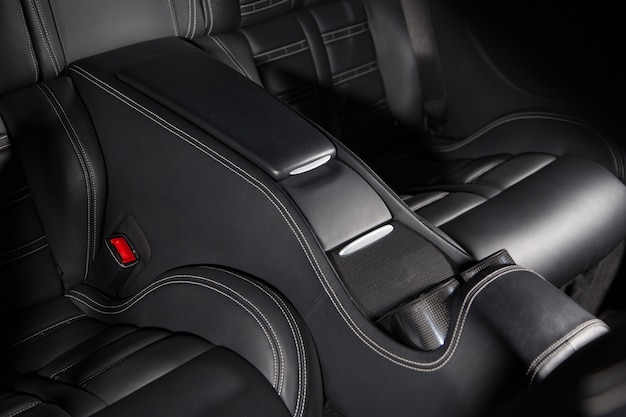 Free Photo high angle shot of a black car's modern interior