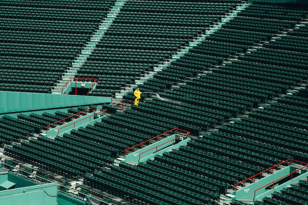 Free photo high angle shot of an empty stadium during daytime