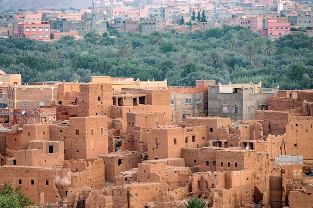 High angle shot of the historic ruined buildings in Morocco