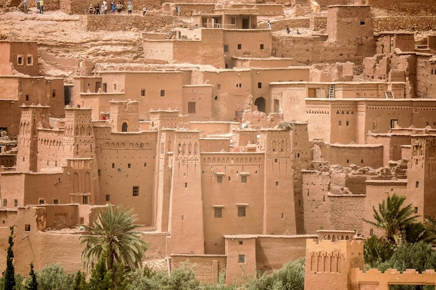 High angle shot of the historical Ait Benhaddou village in Morocco