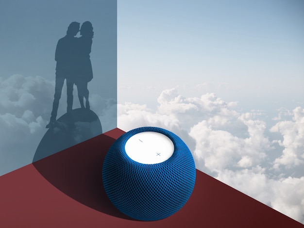 High angle smart speaker at home