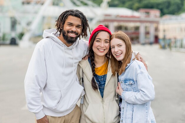 High angle smiley friends