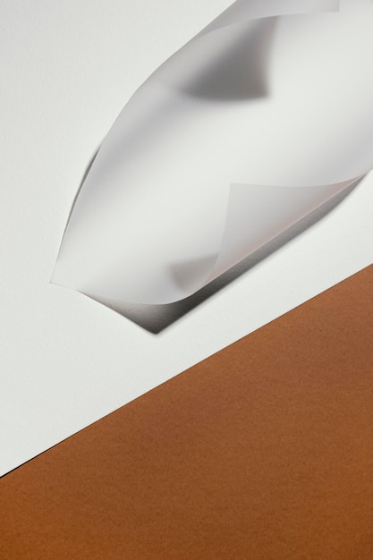 High angle of stationery thin paper with copy space