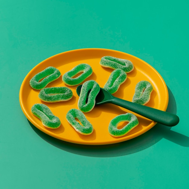 Free Photo high angle of sweet jelly on plate