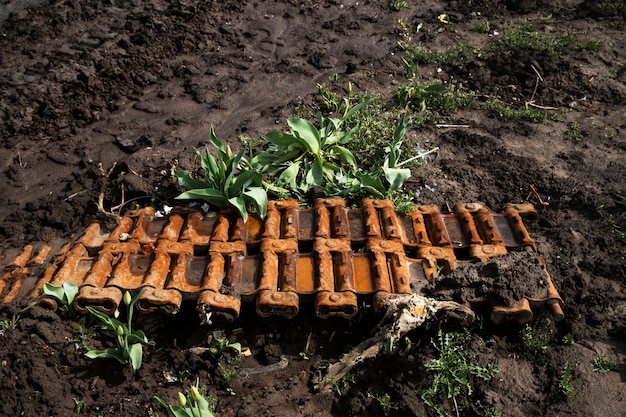 Free photo high angle tank piece russian's war in ukraine