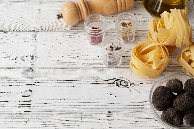 Free Photo high angle truffle  pasta ingredients