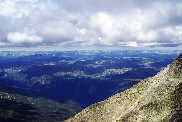 High angle view of a beautiful landscape in Tuddal Gaustatoppen, Norway