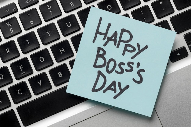 Free photo high angle view of happy boss day concept