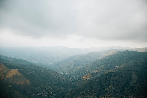 Free photo high angle view of scenic mountain landscape