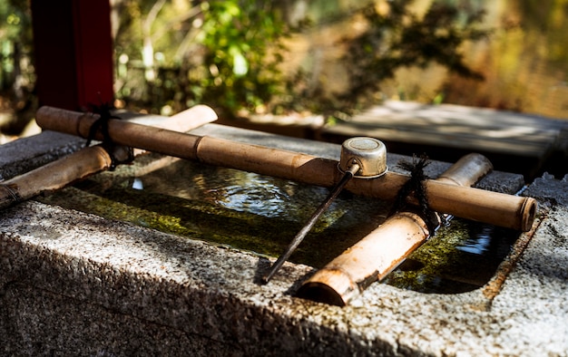 High angle of water well at japanese temple