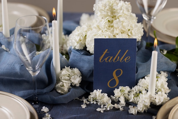 High angle wedding table arrangement