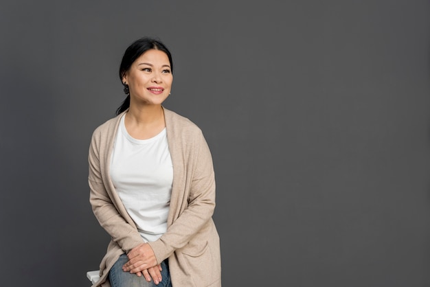 High angle woman on chair