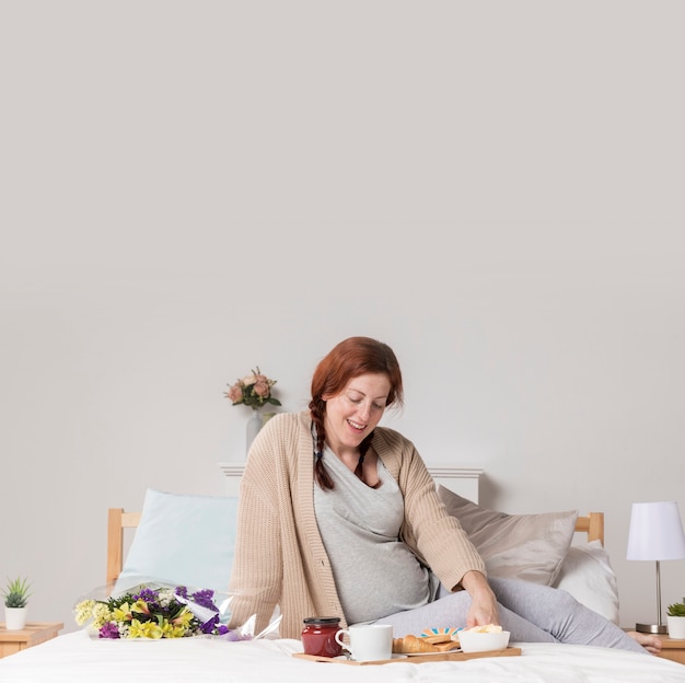 High angle woman spoiled on mothers day