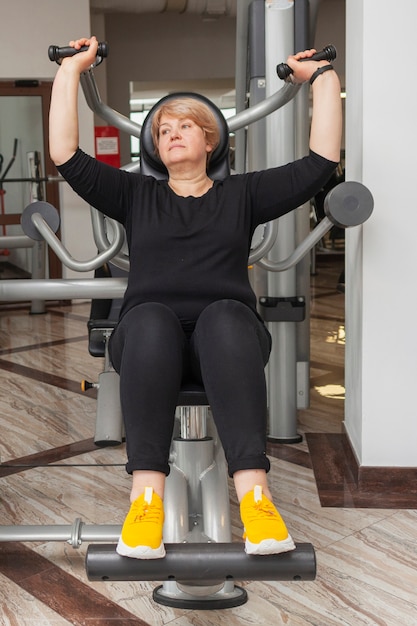 High angle woman working out