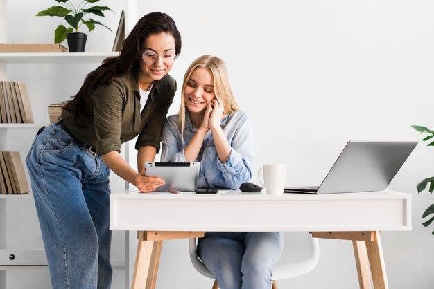 High angle womens at office working