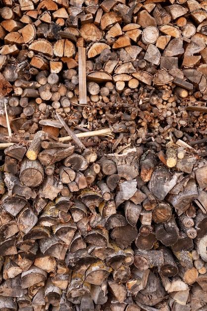 Free photo high angle wood logs arrangemet