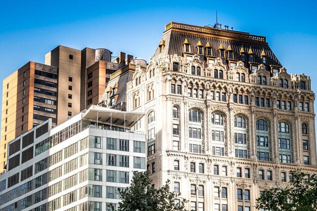 High, modern and aged buildings in New York, USA