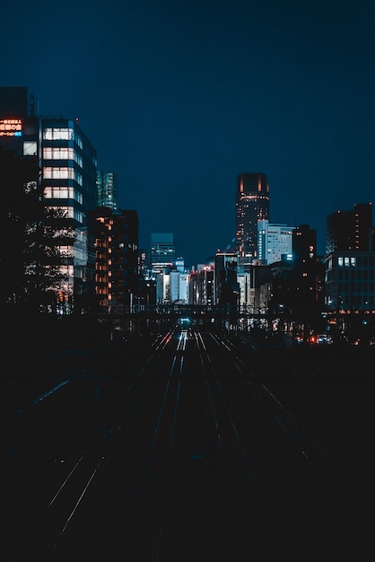 Free photo high-rise building at nighttime