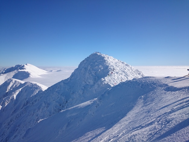 high snowy mountains in the winter