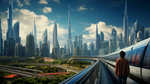 High tech futuristic urban travel for people