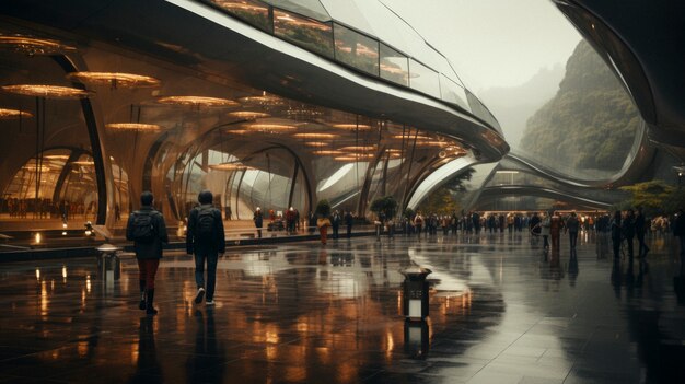 High tech futuristic urban travel for people