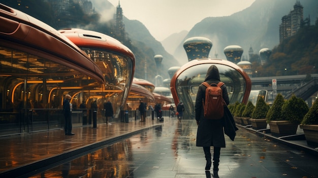 Free photo high tech futuristic urban travel for people