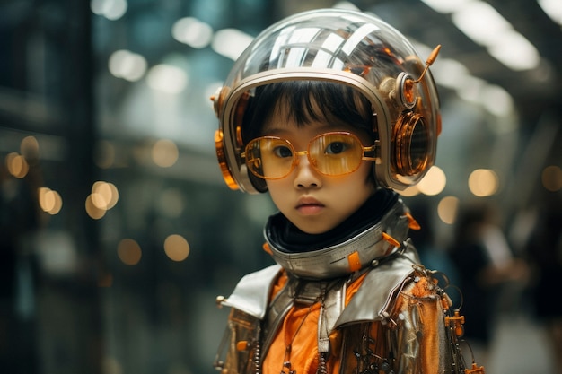 Free photo high tech portrait of young girl with futuristic style