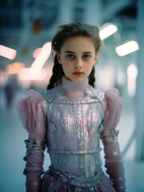 Free Photo high tech portrait of young girl with futuristic style