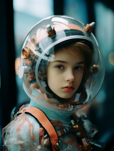 Free photo high tech portrait of young girl with futuristic style