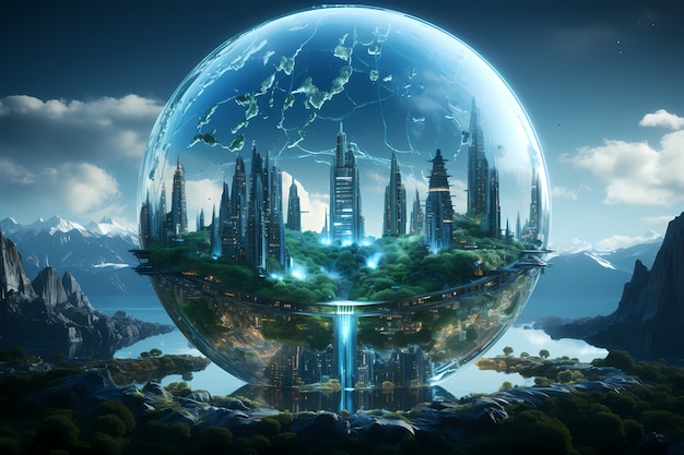 Free Photo high tech view of futuristic earth